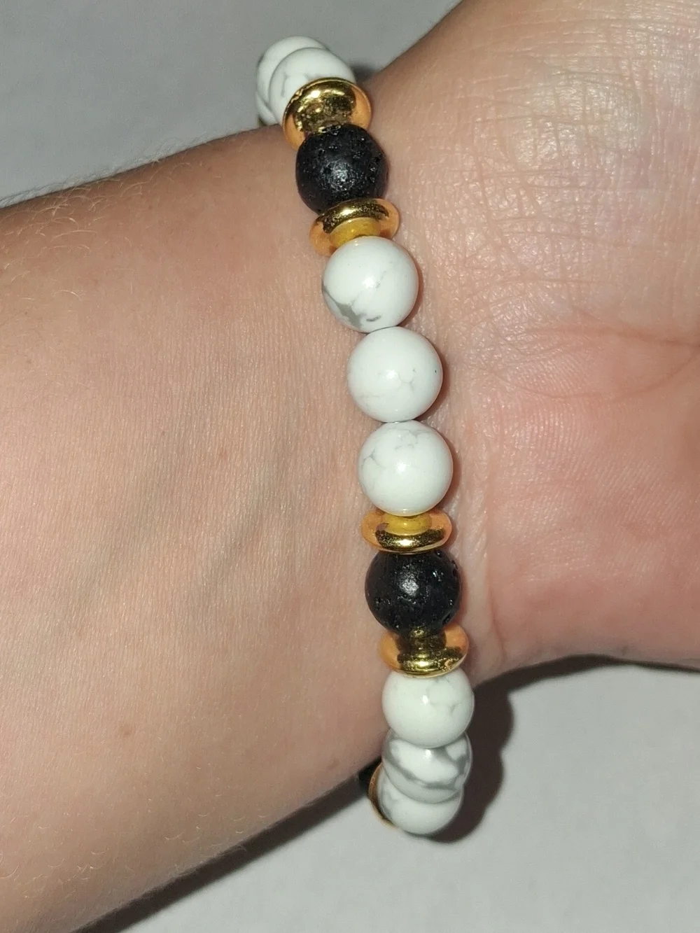 Handmade Howlite & Lava Stone Bracelet